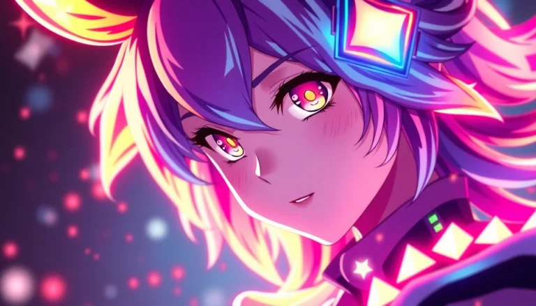 Electrifying AI generated hentai scene showcasing a vivid anime character in a dynamic pose with detailed backgrounds and realistic lighting.