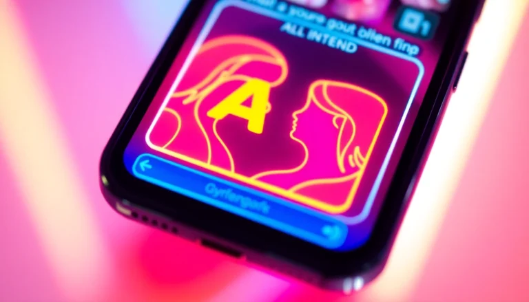 Illustration of an ai girlfriend app interface showing a digital partner engaging in a lifelike conversation with vivid, inviting visuals.